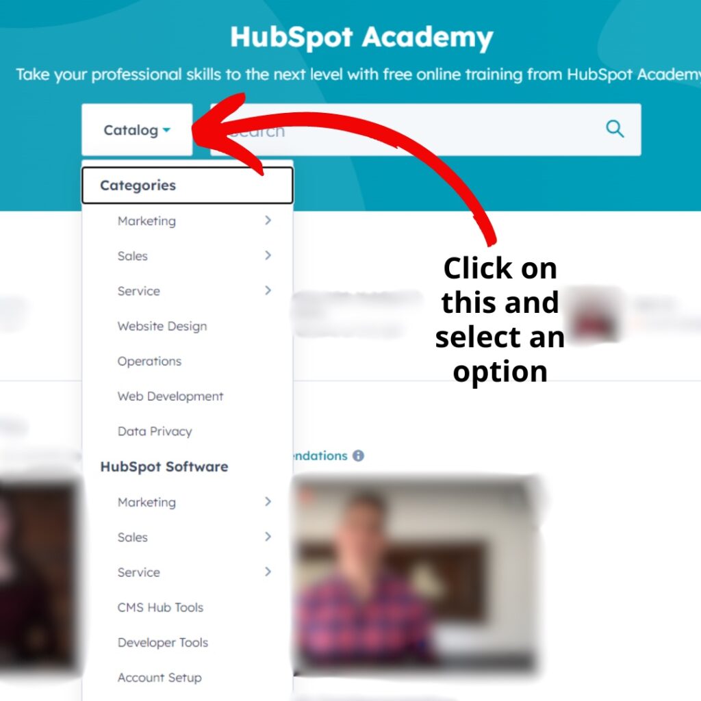 screenshot of hubspot academy